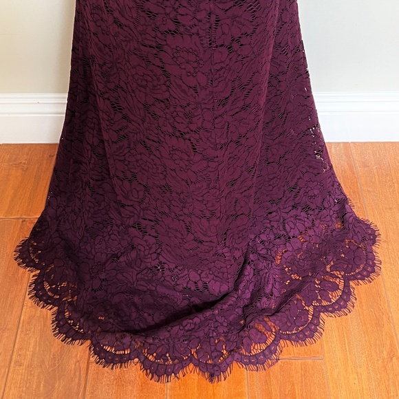 Rachel Zoe Angie Fig Purple Lace Open Back Long Sleeve Gown Dress - Picture 13 of 16